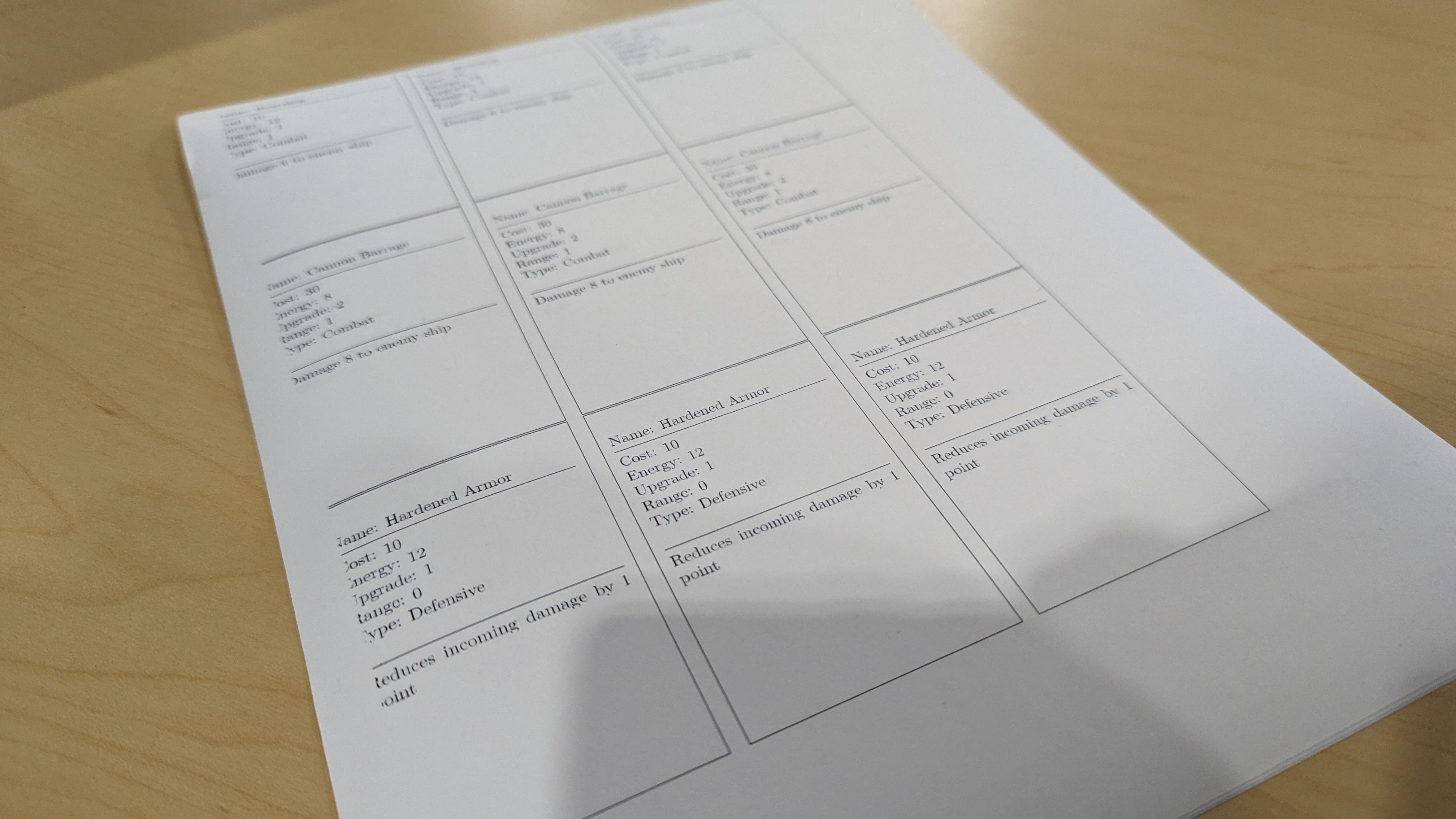 Final version of the completed "deck" of cards